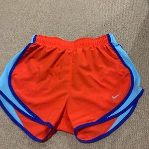 Orange, Dark, & Light Blue Nike Dri-fit shorts. Size: S